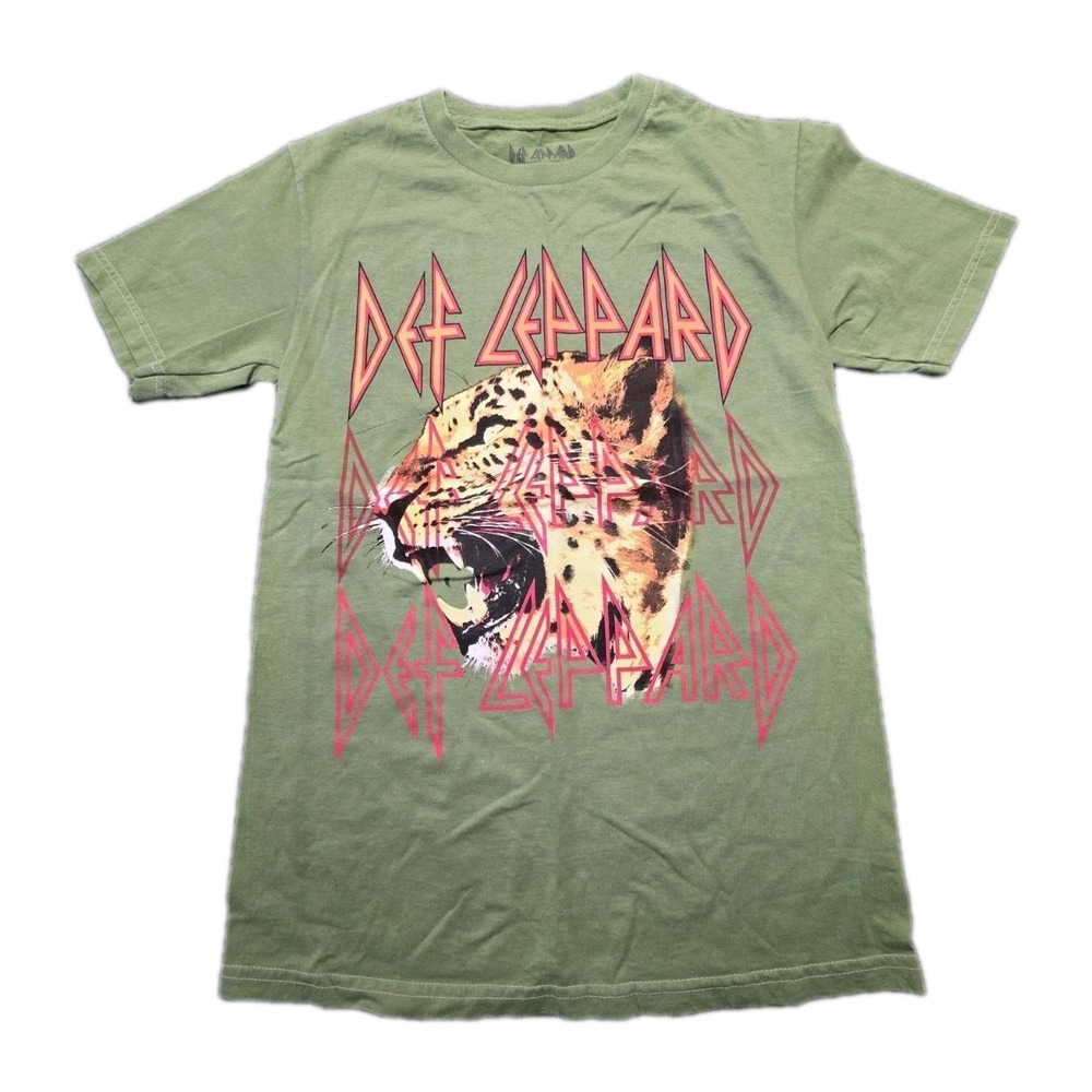Def Leppard T-shirt Unisex Small Green Casual Album Metal Rock Tout 2023